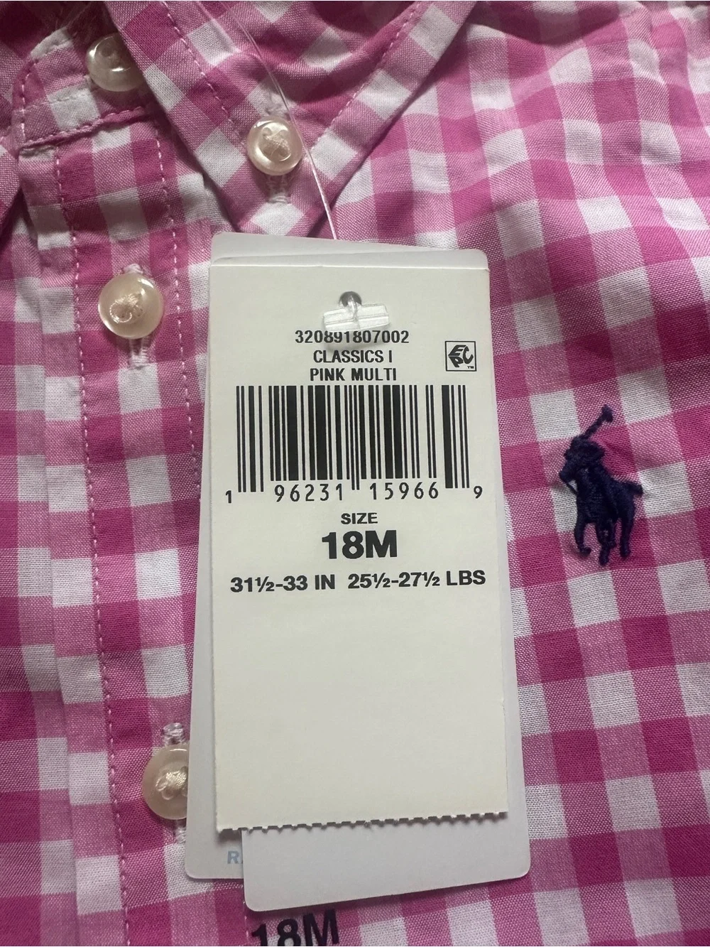 Ralph Lauren Baby Boy Gingham Cotton Poplin Short-Sleeve Shirt 18M
